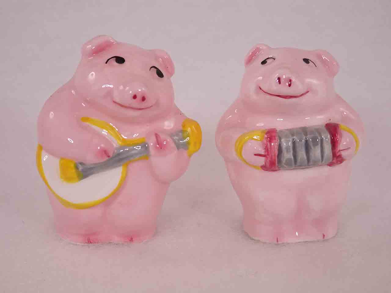 Clay Art miniature salt and pepper shakers - musical pigs with banjo and accordion
