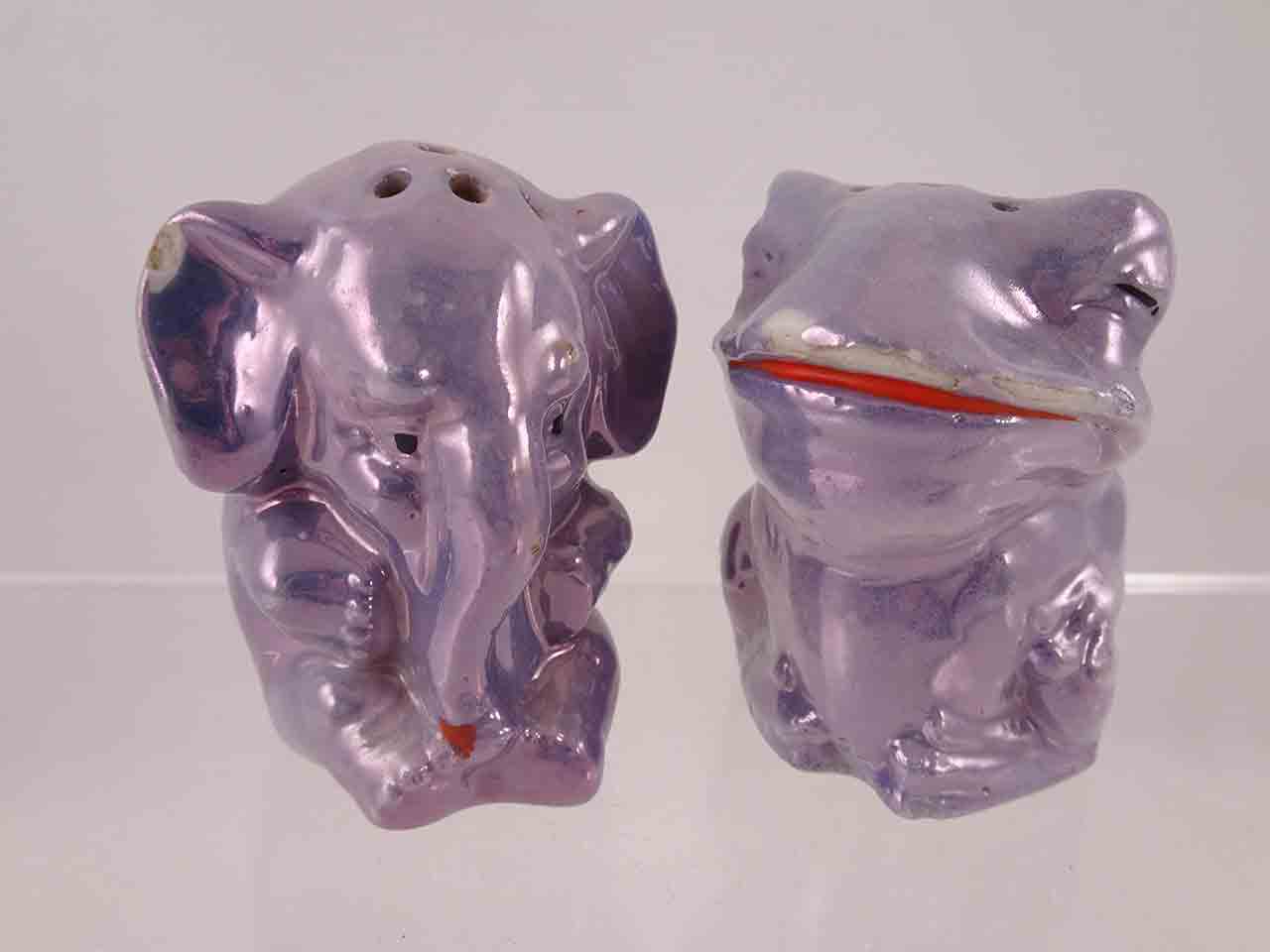 56183 Germany frog and elephant lusterware salt and pepper shakers