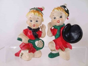 Christmas children playing various sports series salt and pepper shakers
