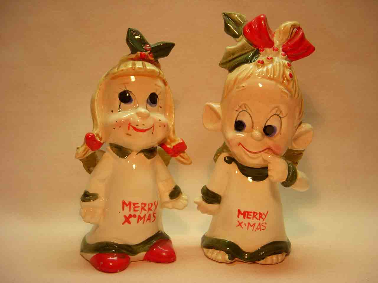 21908 Kreiss Christmas kids salt and pepper shakers