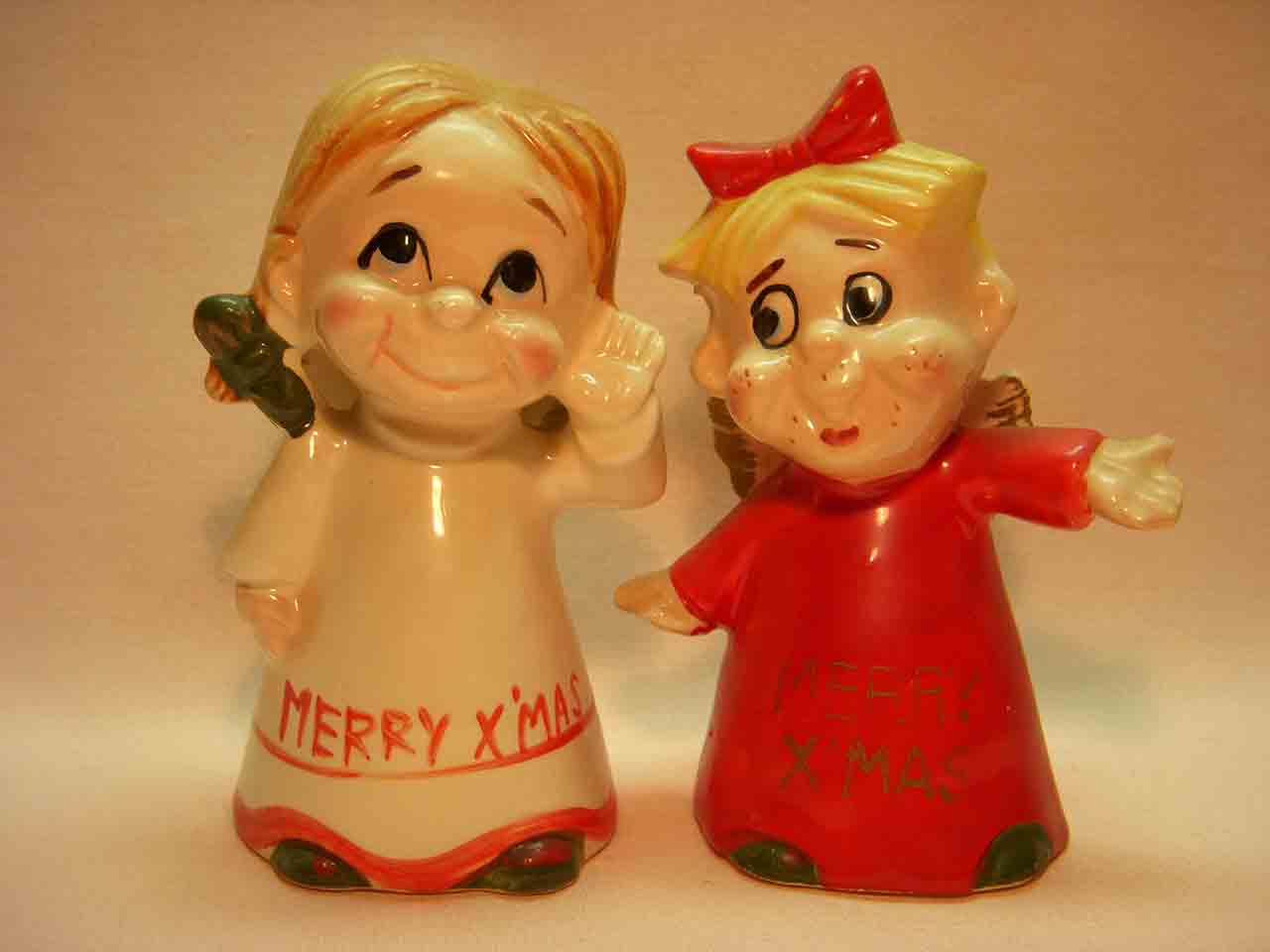 21910 Kreiss Christmas kids salt and pepper shakers